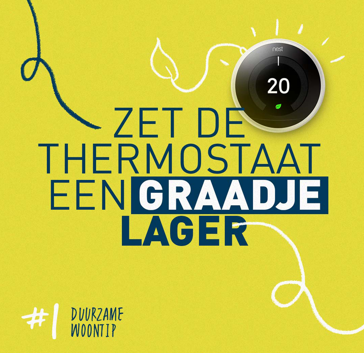 Zet de Thermostaat een graadje lager